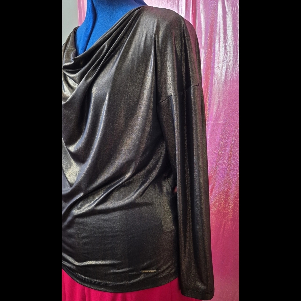 🆕️ LISTING!! GOLD LAME METALLIC COWL NECK BLOUSE - Picture 9 of 13
